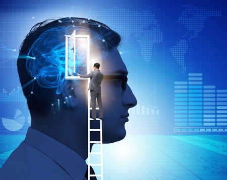 Businessman opening door to artificial intelligenceの写真素材