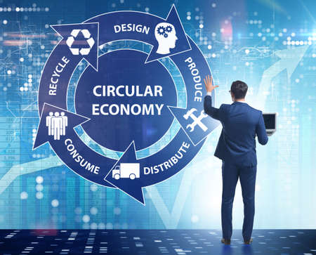 Concept of circular economy with businessmanの写真素材