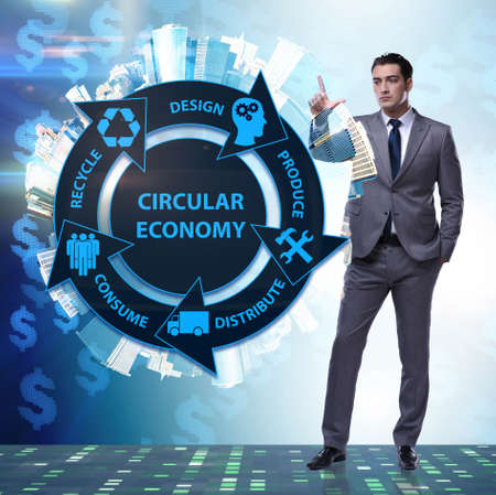 Concept of circular economy with businessmanの写真素材