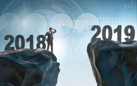 Businessman anticipating the year of 2019の写真素材
