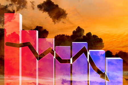 Recession and crisis concept with decline chartの写真素材