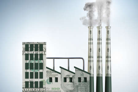 Carbon tax concept with industrial plant - 3d renderingの写真素材