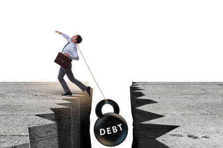 Concept of debt and load with businessmanの写真素材