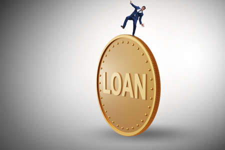 Businessman in the debt and loan concept