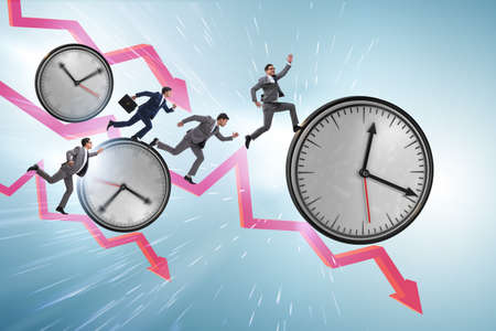 The concept of recession and decline with time clocksの写真素材