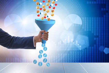 Social network monetization concept with businessmanの写真素材