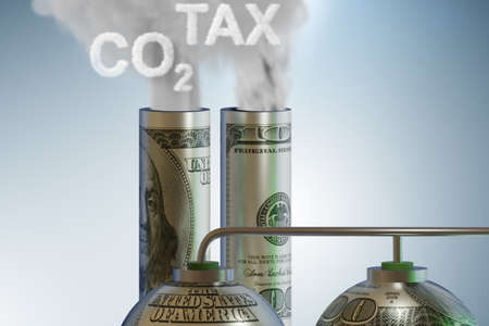 Concept of carbon tax in ecology concept - 3d renderingの写真素材