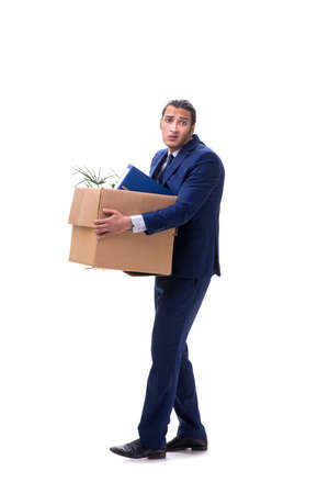 Young male businessman employee isolated on whiteの写真素材