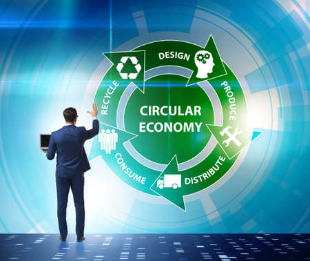 Concept of circular economy with businessmanの写真素材