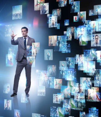 Collage of photos with businessmanの写真素材