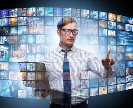 Collage of photos with businessman