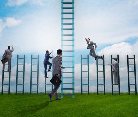 Competition concept with businessman beating competitorsの写真素材