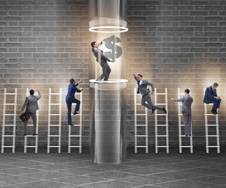 Businessman getting promotion in financial conceptの写真素材