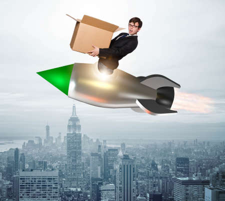 Businessman in fast delivery service