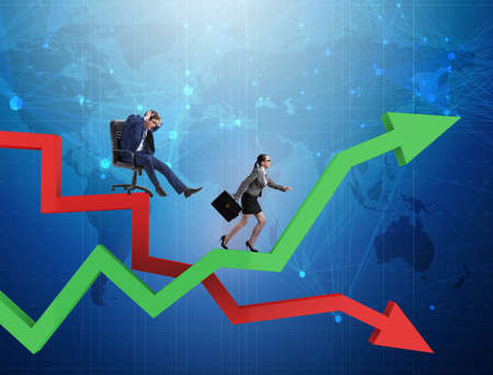 Growth and decline concept with businessmen