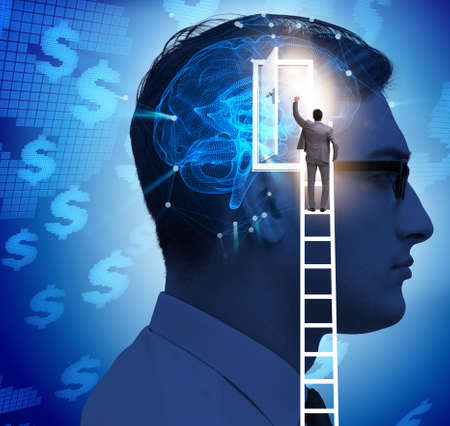 Businessman opening door to artificial intelligence