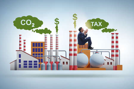 Businessman in carbon tax conceptの写真素材