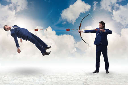 Business competition concept with businessman and bow