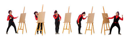 The funny artist isolated on whiteの写真素材