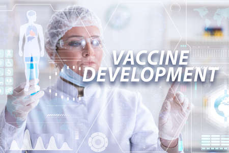 Woman doctor working on coronavirus covid-19 vaccineの写真素材