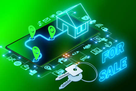 Concept of web-based real estate agency - 3d rendering