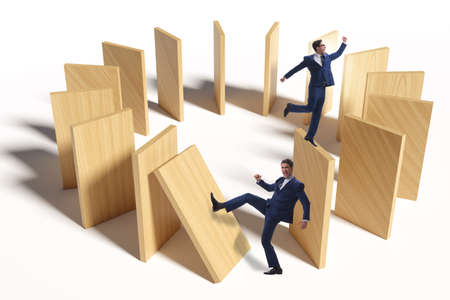 Domino effect and competition conceptの写真素材
