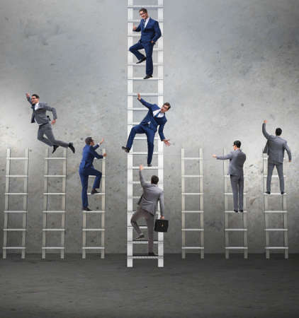 Competition concept with businessman beating competitorsの写真素材