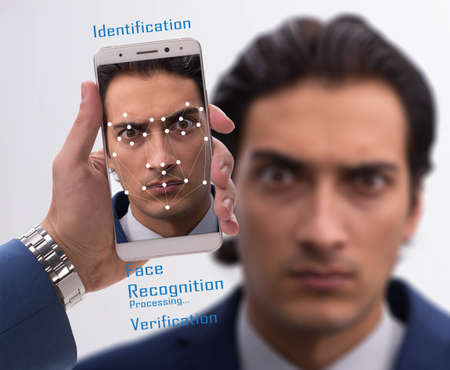 Concept of face recognition software and hardwareの写真素材