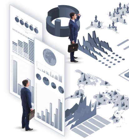 Businessman in business infographics conceptの写真素材