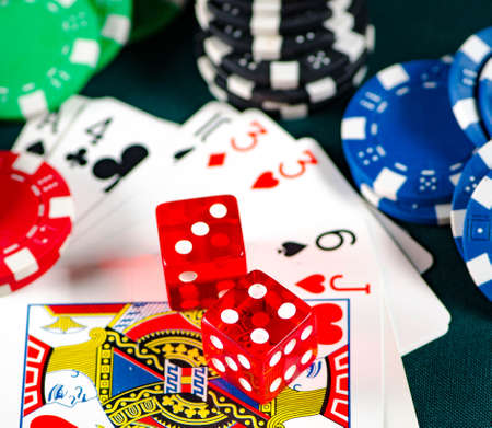 Chips and cards on casino table