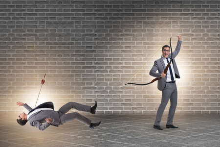 Business competition concept with businessman and bowの写真素材