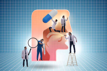 Otolaryngology concept with doctors treating patientの写真素材