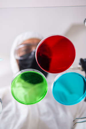 Young male chemist working in the labの写真素材