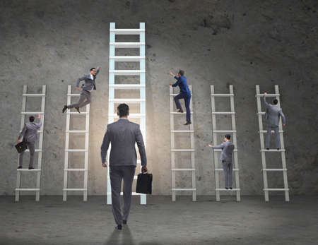 Career progression concept with various laddersの写真素材