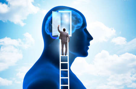 Businessman opening door to artificial intelligenceの写真素材