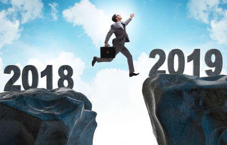 Concept of transition between 2018 and 2019の写真素材