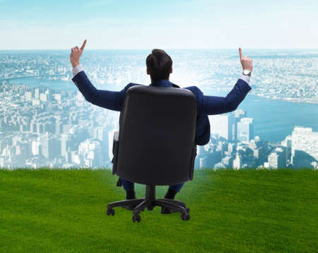 Young male businessman enjoying his time during vacationの写真素材