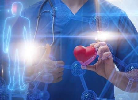Young doctor cardiologist in telehealth conceptの写真素材