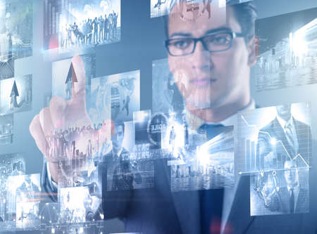 Collage of photos with businessmanの写真素材