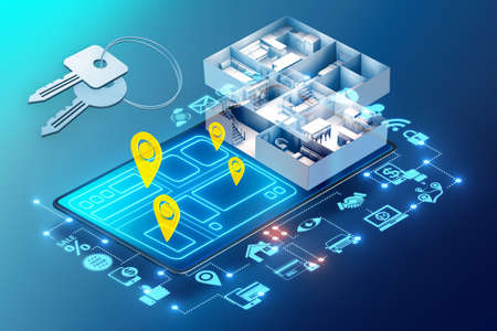 Concept of online real estate agency - 3d rendering