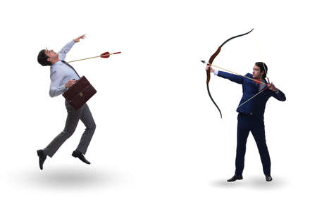 Business competition concept with businessman and bow