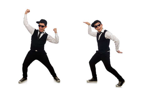 Funny young man isolated on whiteの写真素材