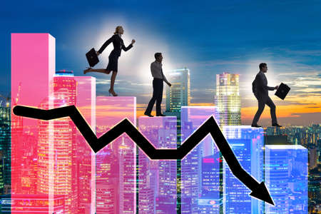 Crisis concept with declining chartの写真素材