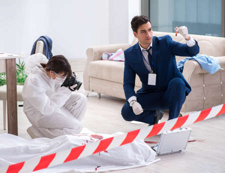 Forensics investigator at the scene of office crime