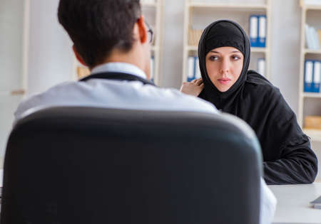 Muslim woman visiting doctor for regular check-upの写真素材