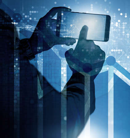 The businessman in trading and finance concept