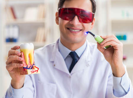 Young dentist working in the dentistry hospitalの写真素材