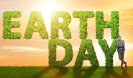 Businessman in earth day responsible business concept