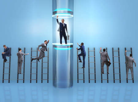 Businessmen in accelerated and fast promotion conceptの写真素材