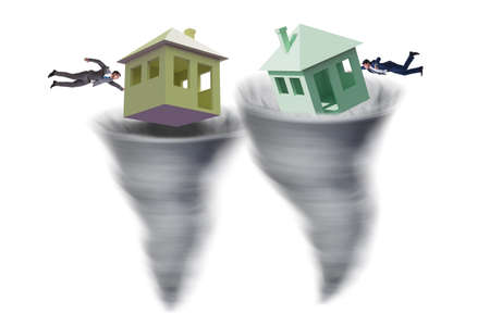 Man losing his home in hurricaneの写真素材